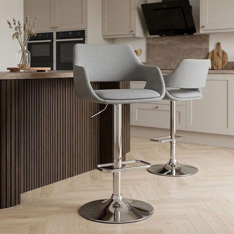 Chaise de bar Chrome Tissu - Nuevo Gris
