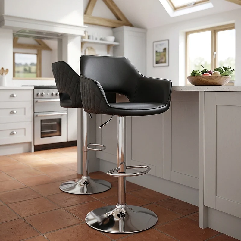 Tabouret Faux Cuir - Dune Noir