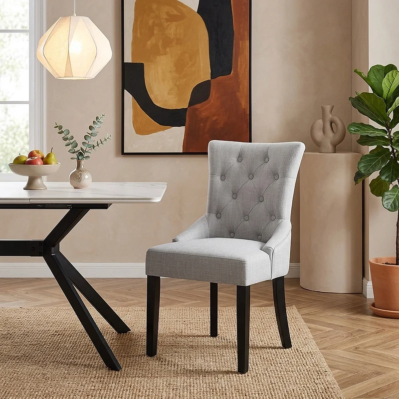 Chaise Bois Tissu - Verdi Gris Clair