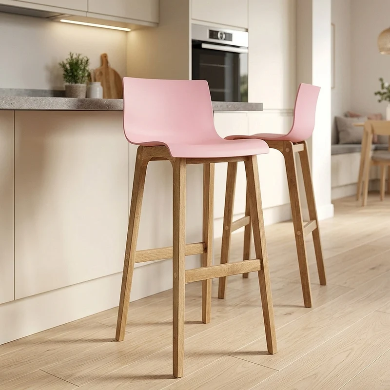 Tabouret de Bar Résine Bois - High Drift Rose