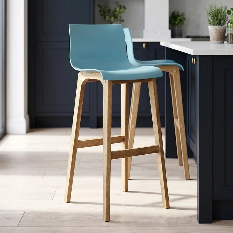 Tabouret de Bar Résine Bois - High Drift Bleu