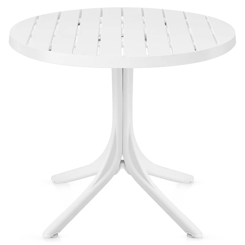 Table de Jardin Ronde Résine Métal - Mono Blanc