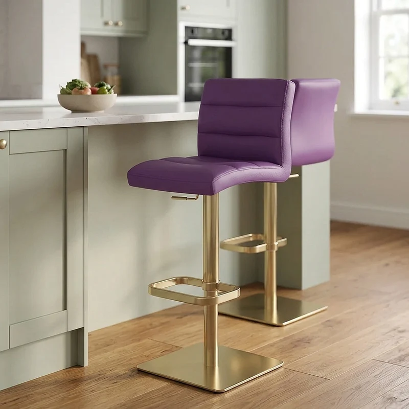 Tabouret de Bar Doré Faux Cuir - Lush Violet