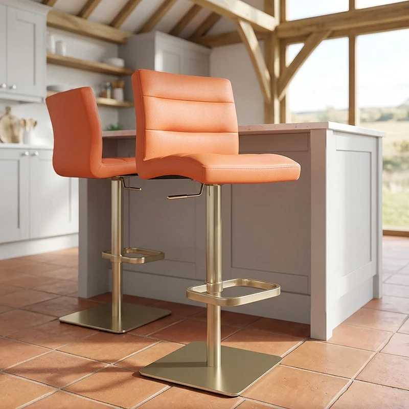 Tabouret de Bar Doré Faux Cuir - Lush Orange