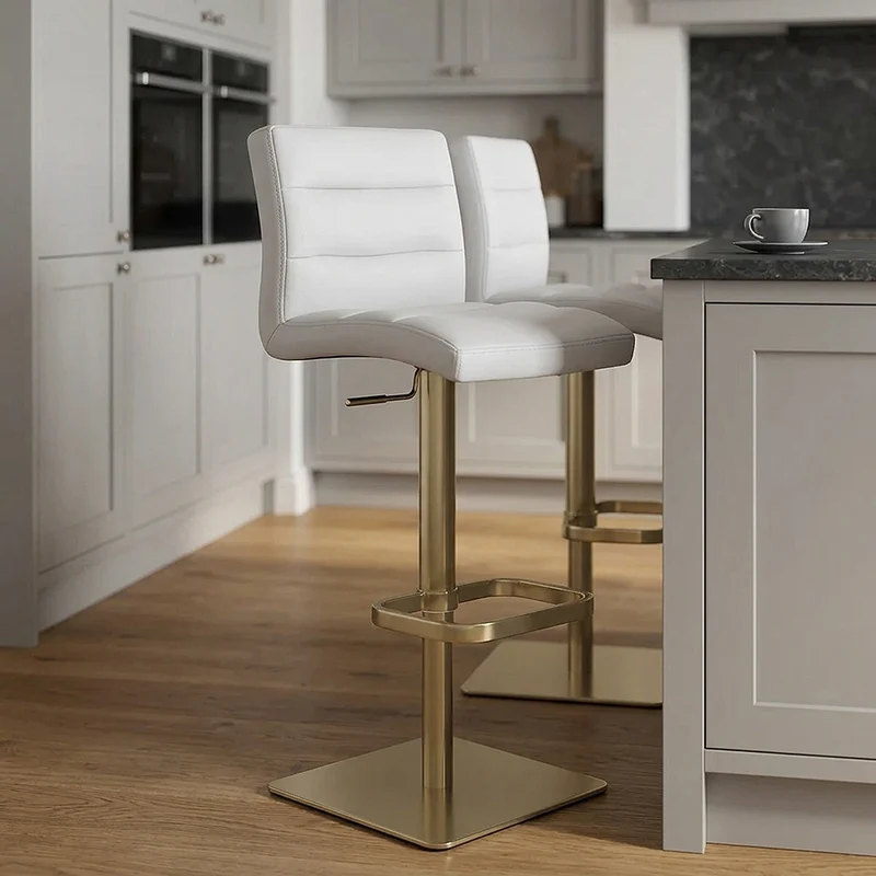 Tabouret de Bar Doré Faux Cuir - Lush Gris