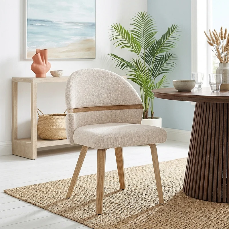 Chaise Bois Tissu - Odessa Crème