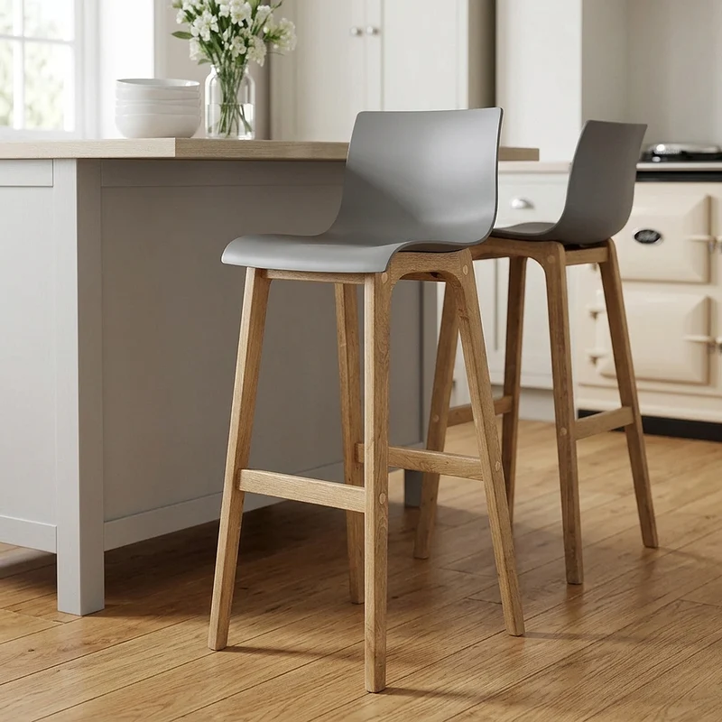 Tabouret de Bar Résine Bois - High Drift Gris Foncé