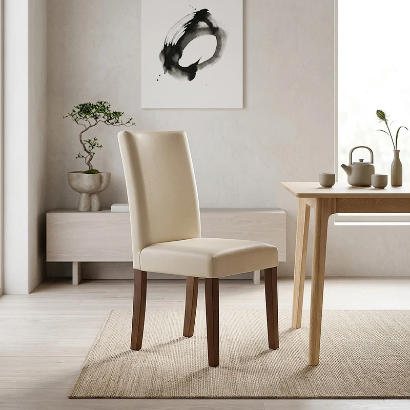 Chaise Cuir Croûté Bois - Chicago Noyer Crème