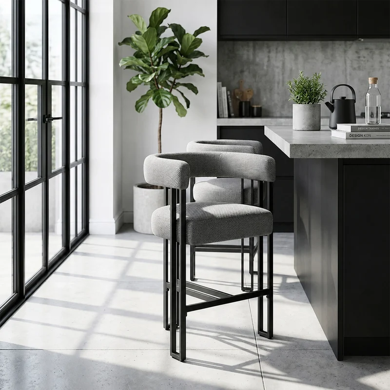 Tabouret de Bar Tissu - Gigi Gris