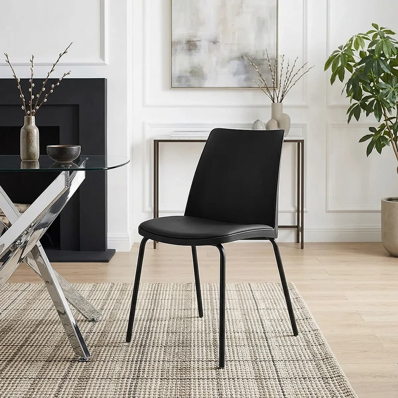 Chaise Résine Faux Cuir - Cosmo Noir