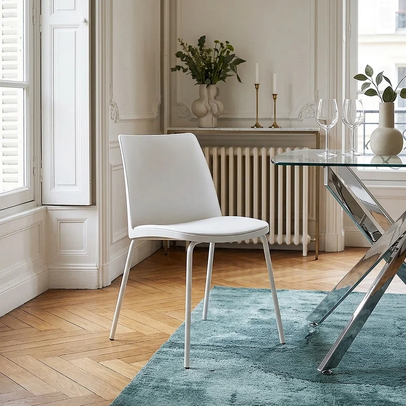 Chaise Résine Faux Cuir - Cosmo Blanc