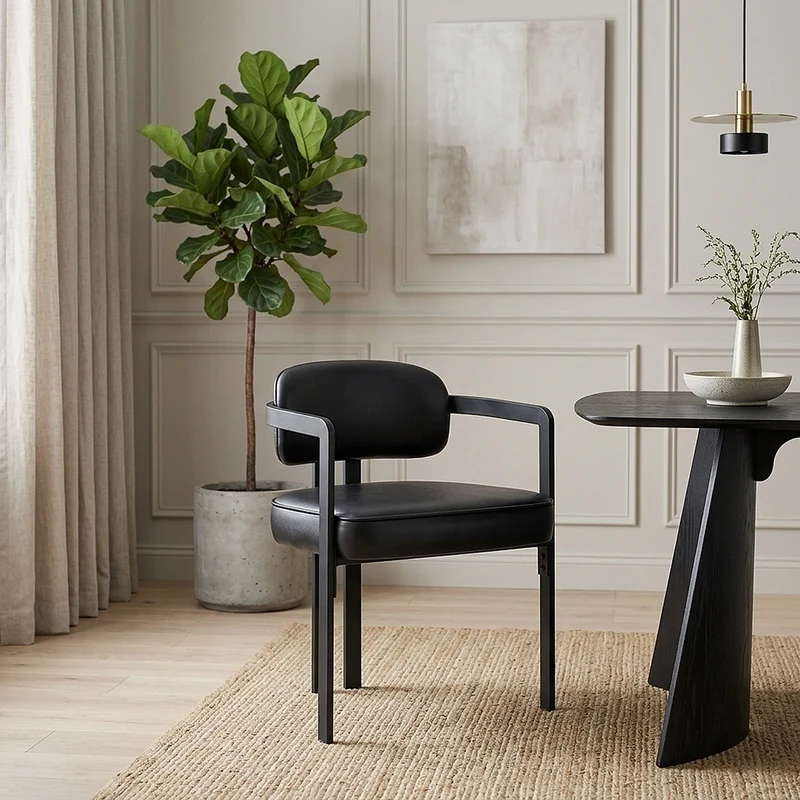 Chaise Cuir Véritable - Kara Noir