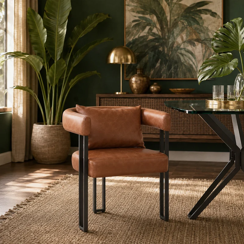 Chaise Faux Cuir - Gigi Marron Antique