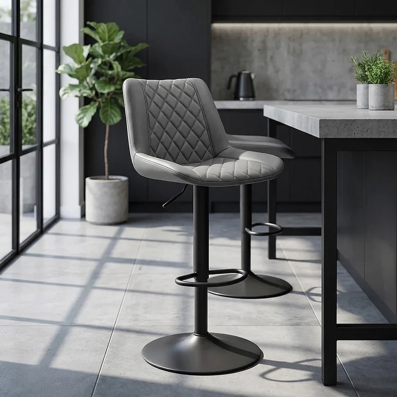 Chaise de Bar Faux Cuir - Faro Gris