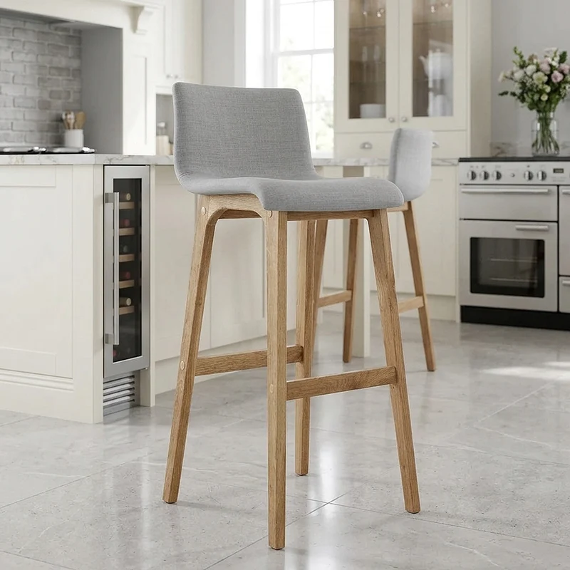 Tabouret de Bar Tissu - Haut Drift Gris Clair