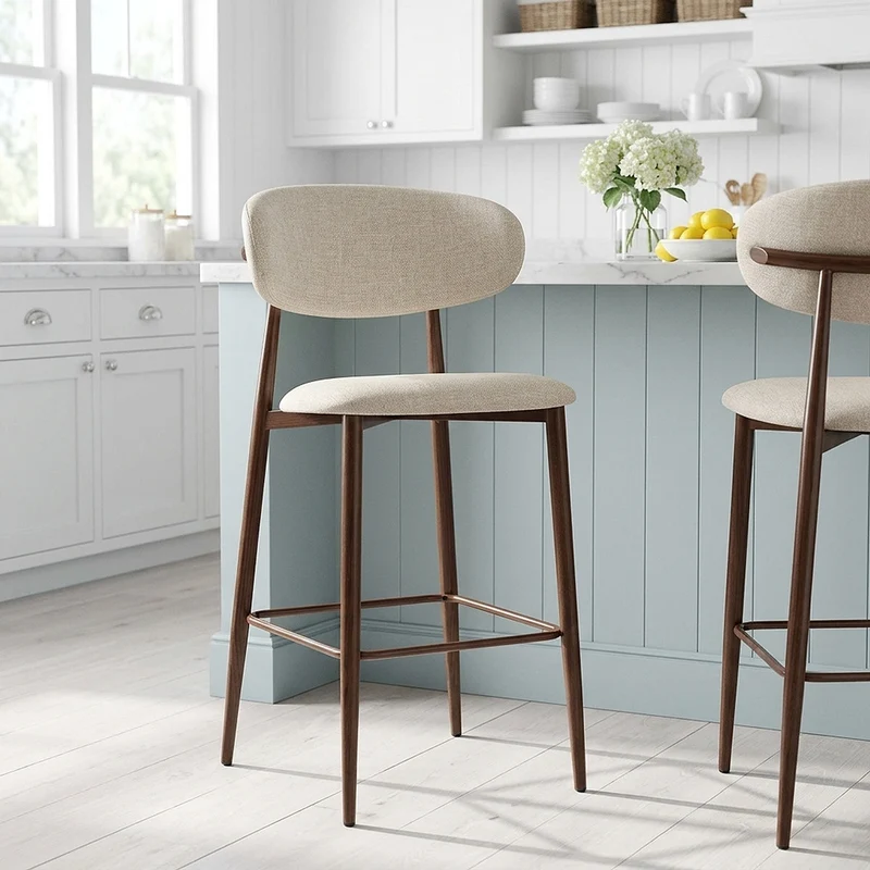 Tabouret de Bar Tissu - Harrow Crème