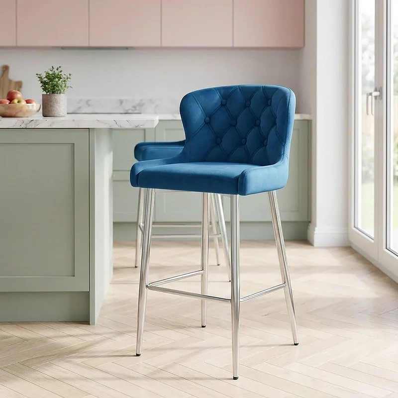 Tabouret Velours - Grace Bleu