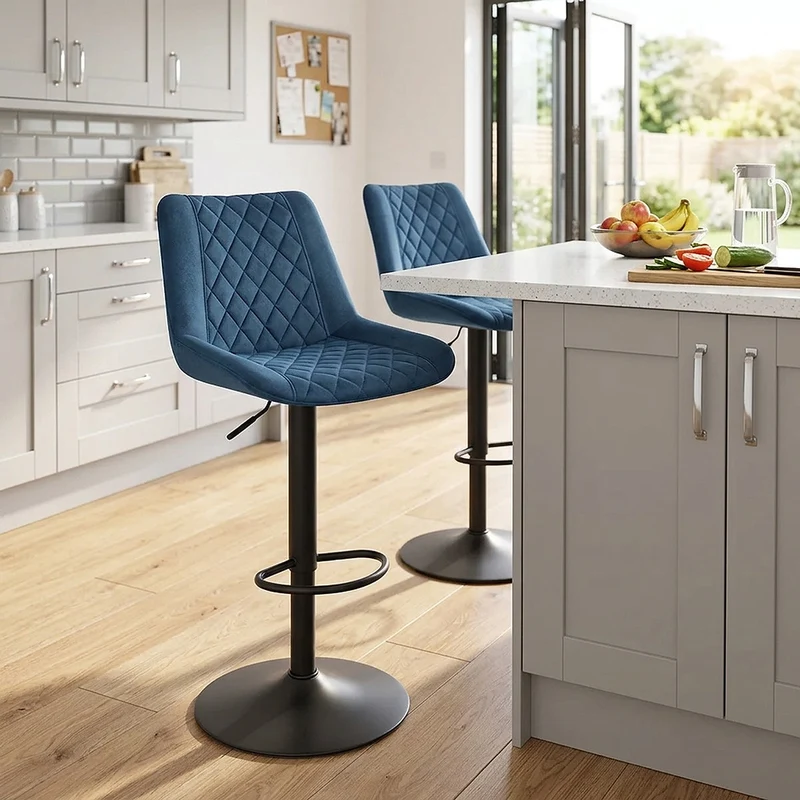 Chaise de Bar Velours - Faro Bleu