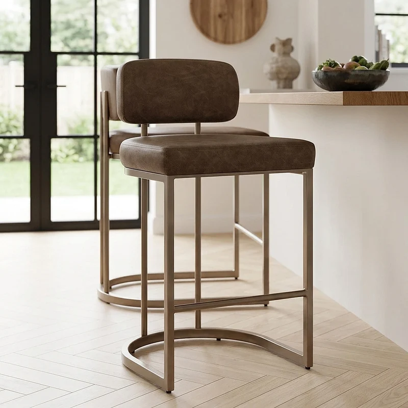 Tabouret Faux Cuir - Verve Marron