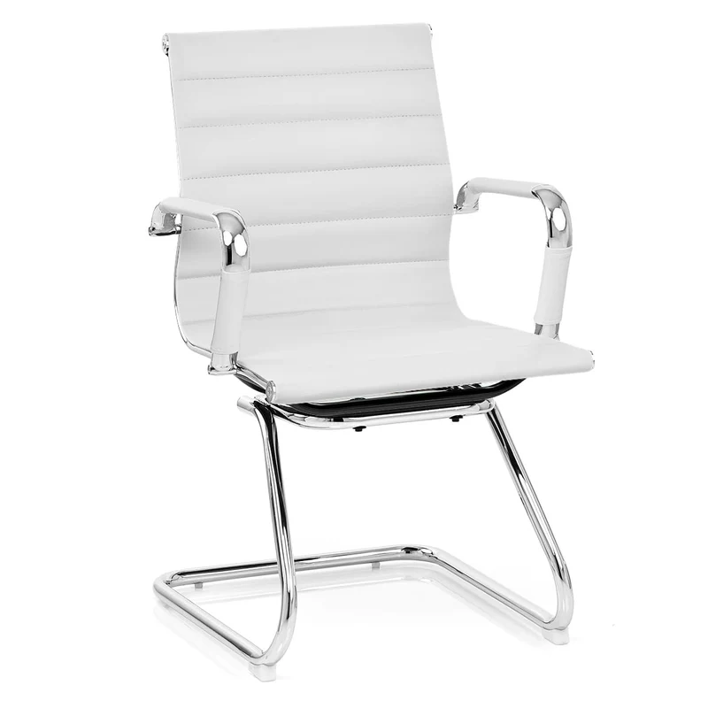 Chaise de Bureau Faux Cuir Chrome - Task Blanc