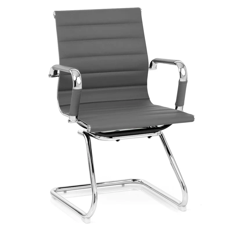 Chaise de Bureau Faux Cuir Chrome - Task Gris