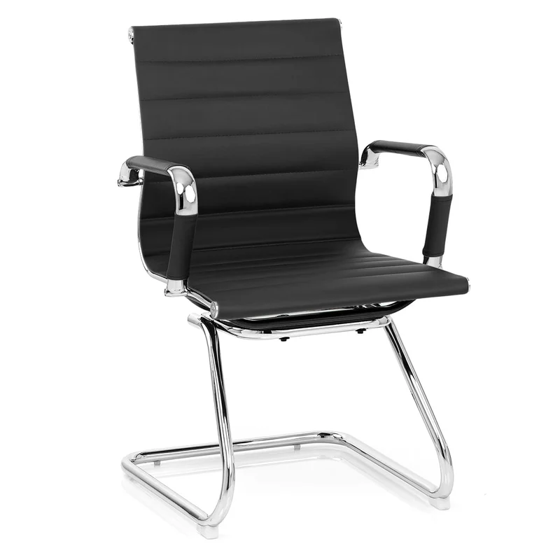 Chaise de Bureau Faux Cuir Chrome - Task Noir