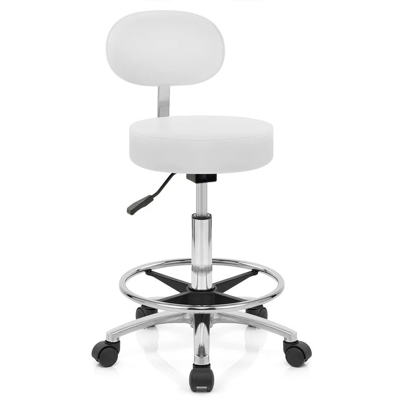 Chaise de Bar Faux Cuir Chrome - Swivel Blanc