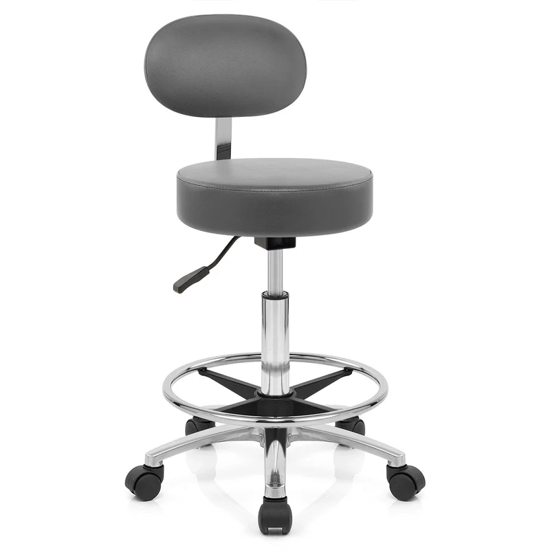 Chaise de Bar Faux Cuir Chrome - Swivel Gris
