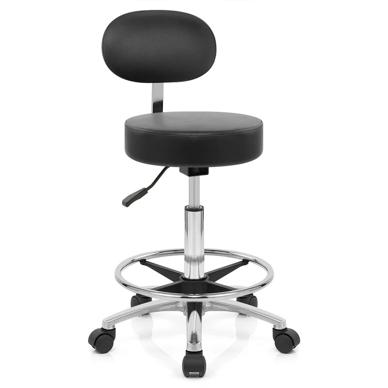 Chaise de Bar Faux Cuir Chrome - Swivel Noir