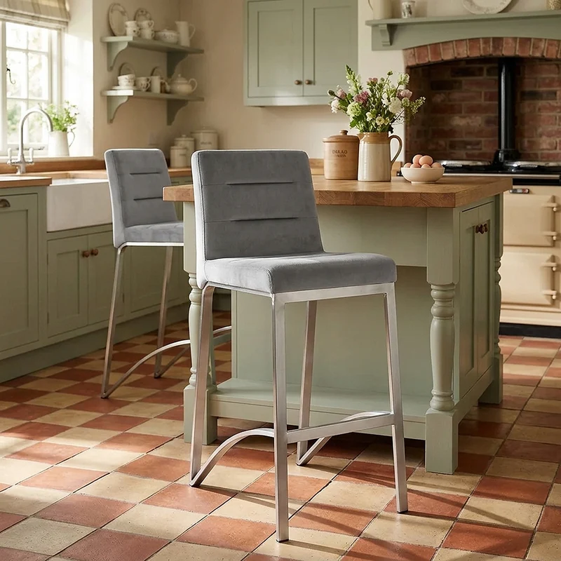 Tabouret Velours - Stella Gris