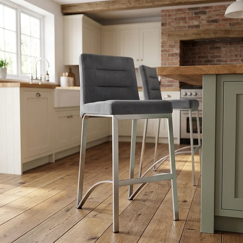 Tabouret Velours - Stella Gris Foncé