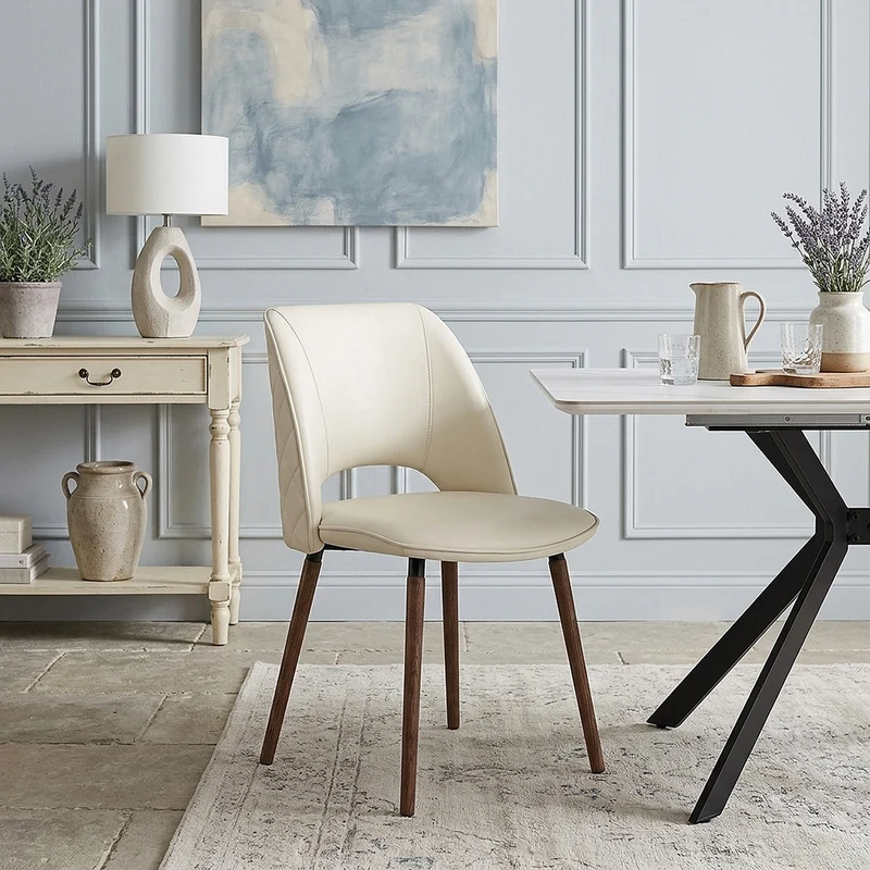 Chaise Cuir Véritable - Santo Crème