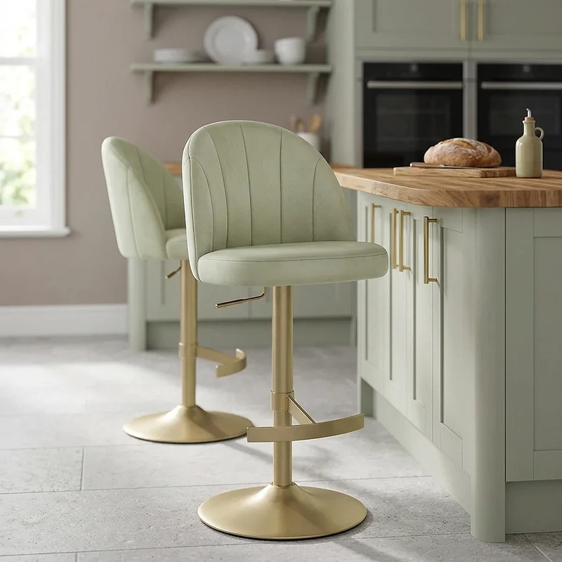 Chaise de Bar Velours - Nicola Vert