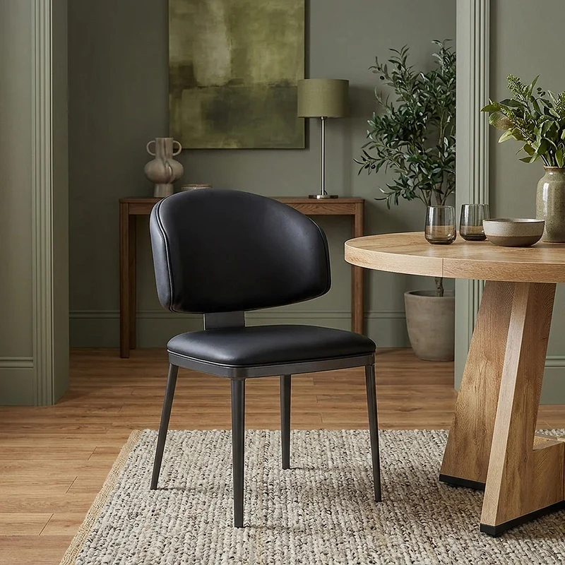 Chaise Faux Cuir Graphite - Elton Noir