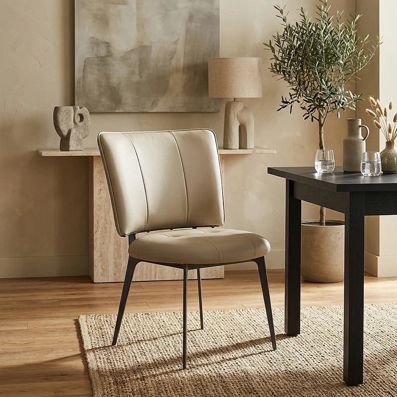 Chaise Cuir eco Graphite Brossé - Ellis Taupe