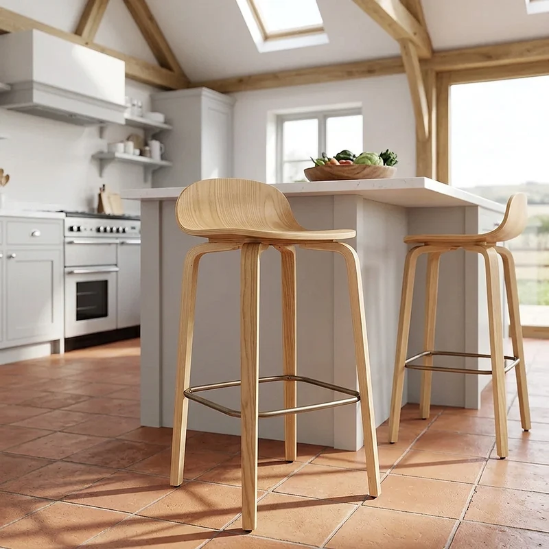 Tabouret de Bar Bois - Curve Chêne Poli