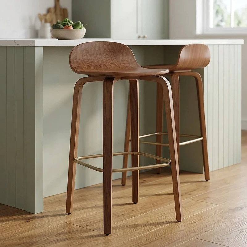 Tabouret de Bar Bois - Curve Noyer Poli