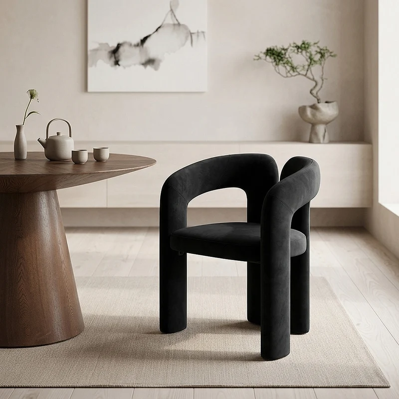 Chaise Velours - Bubble Noir