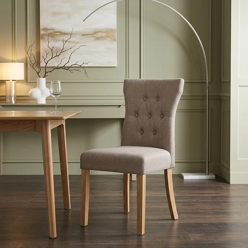 Chaise Bois Tissu - Bradbury Taupe