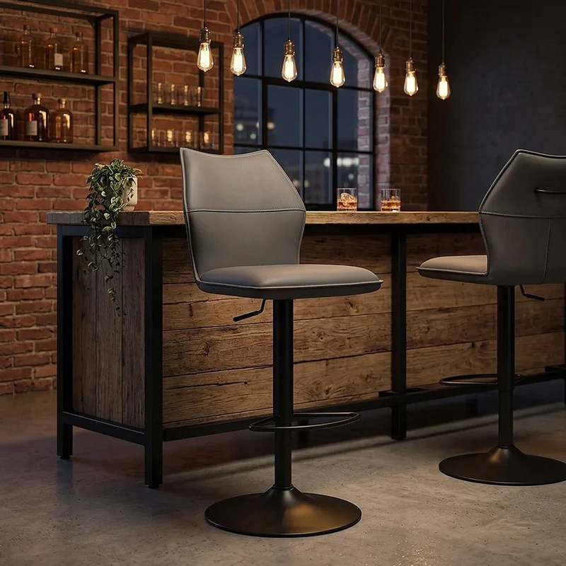 Chaise de Bar Faux Cuir - Ava Gris