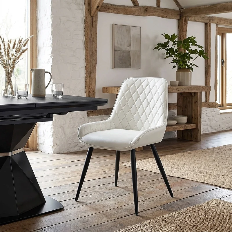 Chaise Faux Cuir Antique - Lincoln Crème