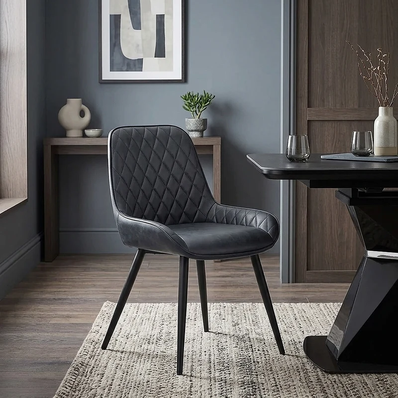 Chaise Faux Cuir Antique - Lincoln Bleu Foncé