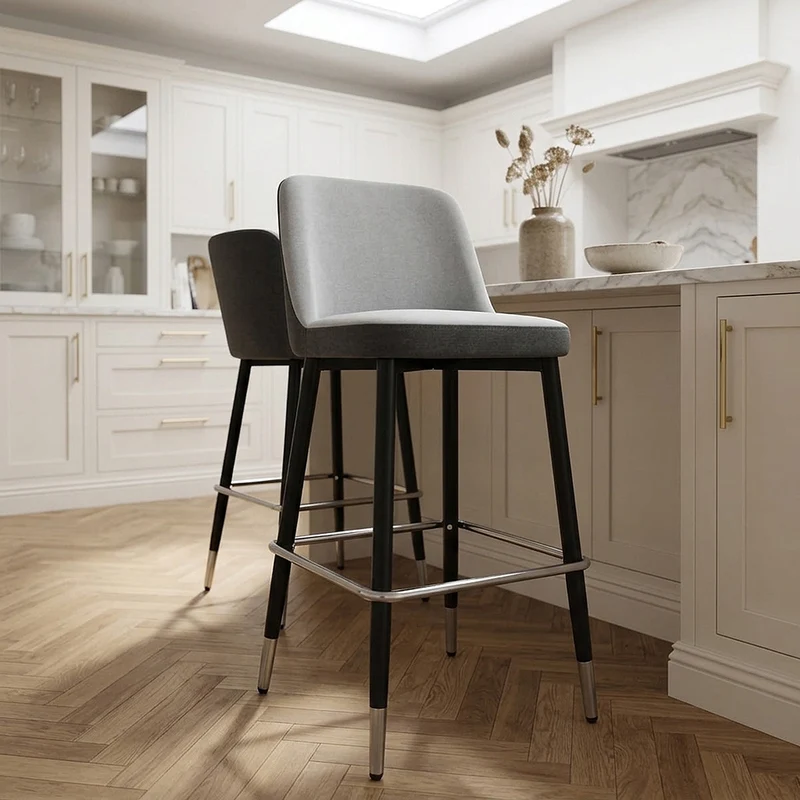 Tabouret de Bar Tissu - Hudson Gris