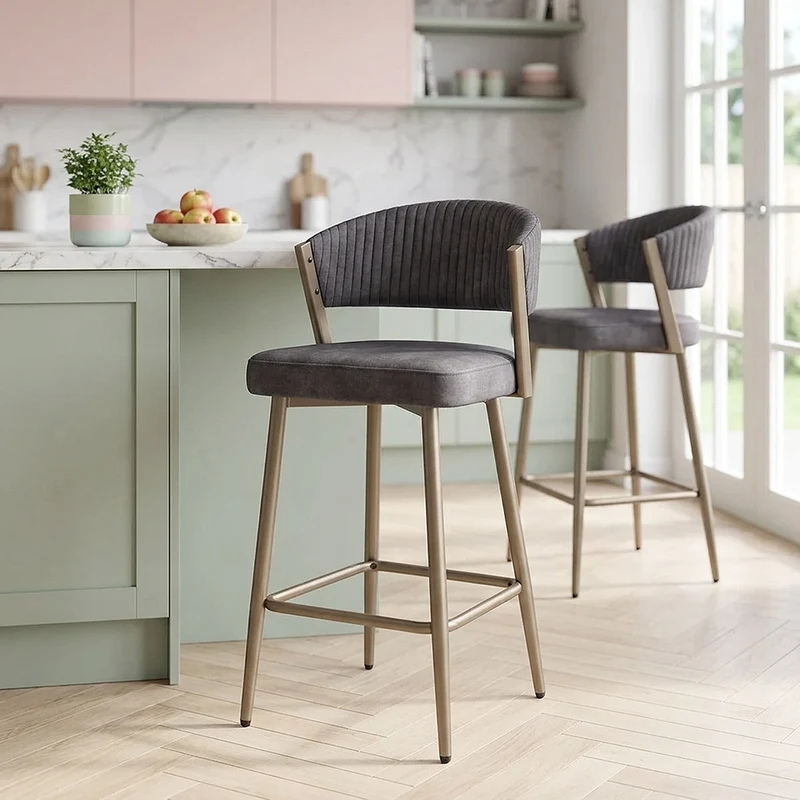 Tabouret velours - Lusso Gris Foncé