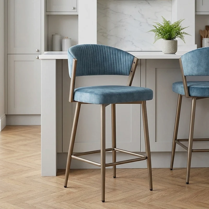 Tabouret velours - Lusso Bleu