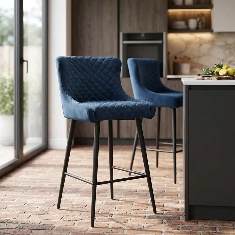 Tabouret de Bar Velours - Provence Bleu