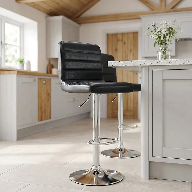 Tabouret de Bar Faux Cuir Antique - Prime Bleu Foncé