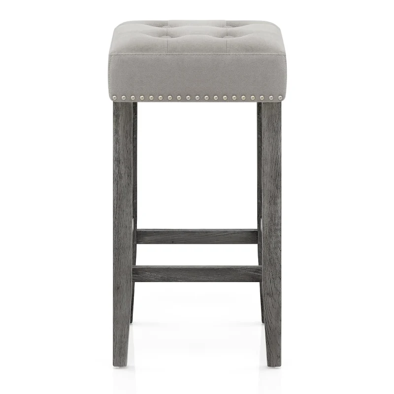 Tabouret Bois Velours - Dove Gris