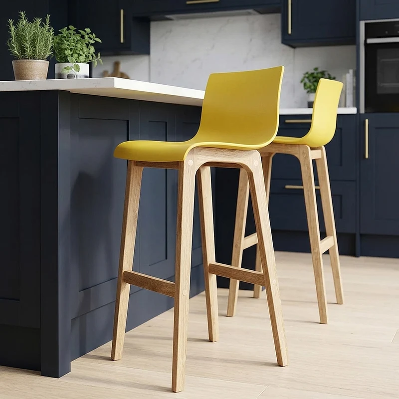 Tabouret de Bar Résine Bois - Drift ABS Jaune