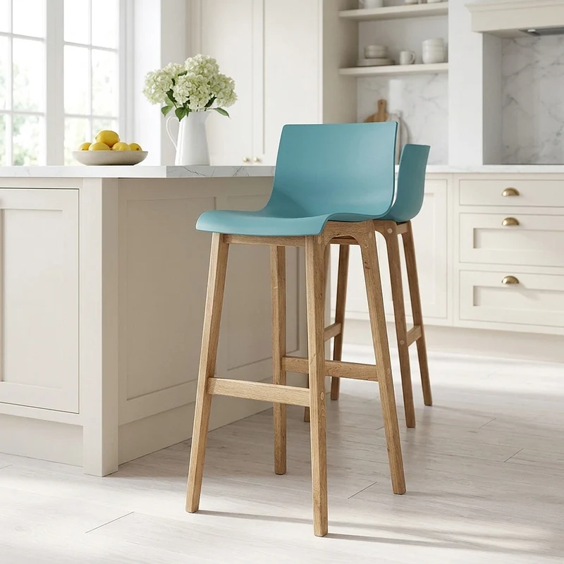 Tabouret de Bar Résine Bois - Drift ABS Bleu